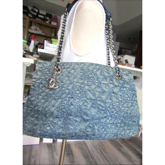 Chanel Denim Blue Camellia Just Mademoiselle Bowler Bag - Picture 12 of 12